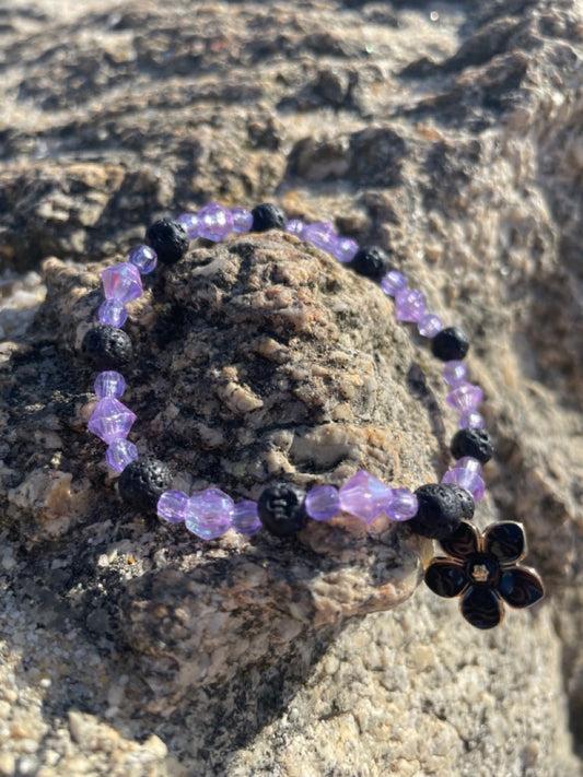 Purple and Black beaded Bracelet