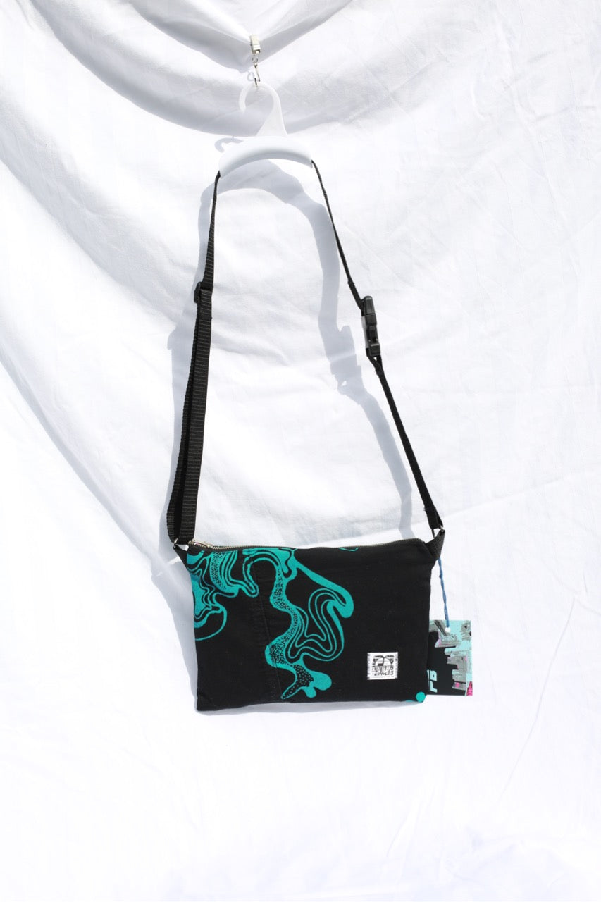 Printed Crossbody Bag | Blue and Black Denim