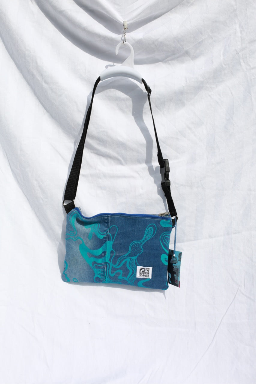 Printed Crossbody Bag | Blue and Blue Denim