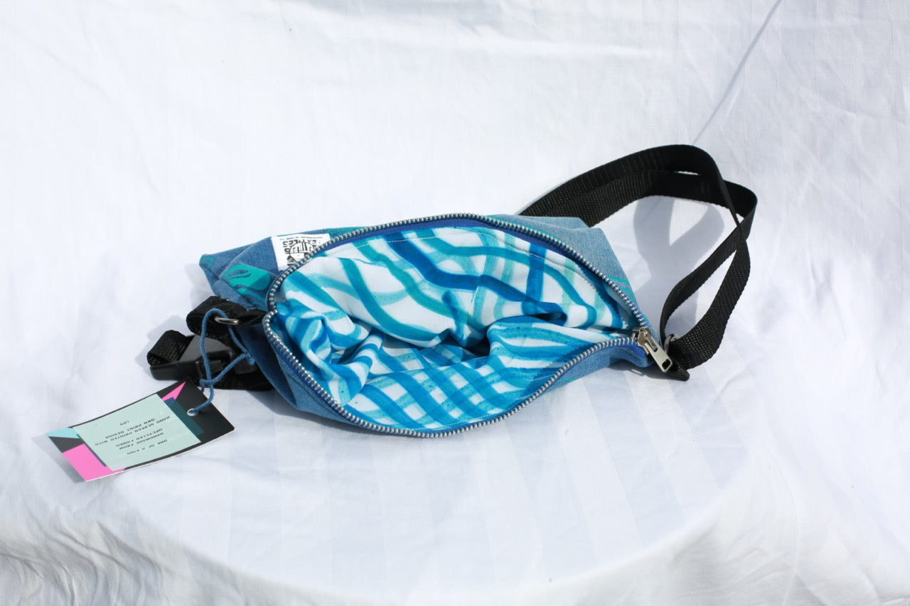 Printed Crossbody Bag | Blue and Blue Denim