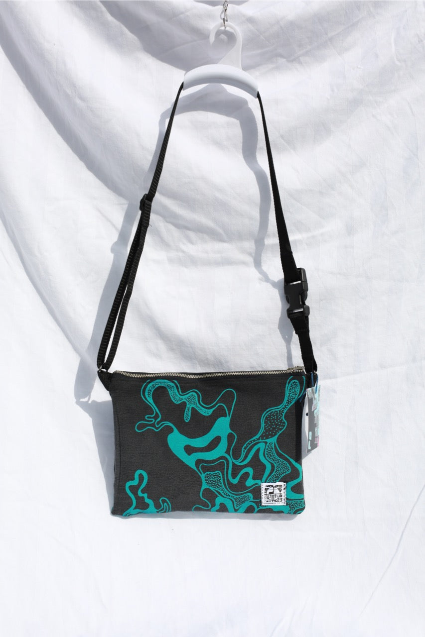 Printed Crossbody Bag | Blue and Black Denim