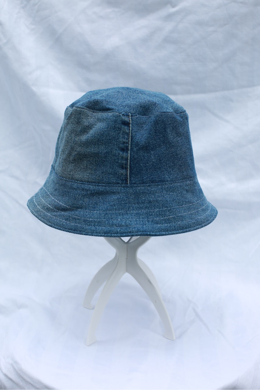 Handmade Reversible Bucket Hat -  Medium Purple Swirl and Denim