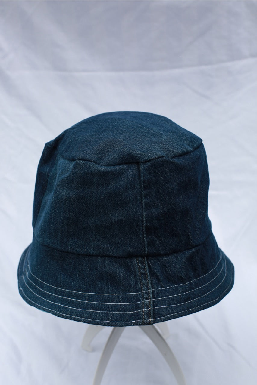 Handmade Reversible Bucket Hat -  Large Star and Blue Denim