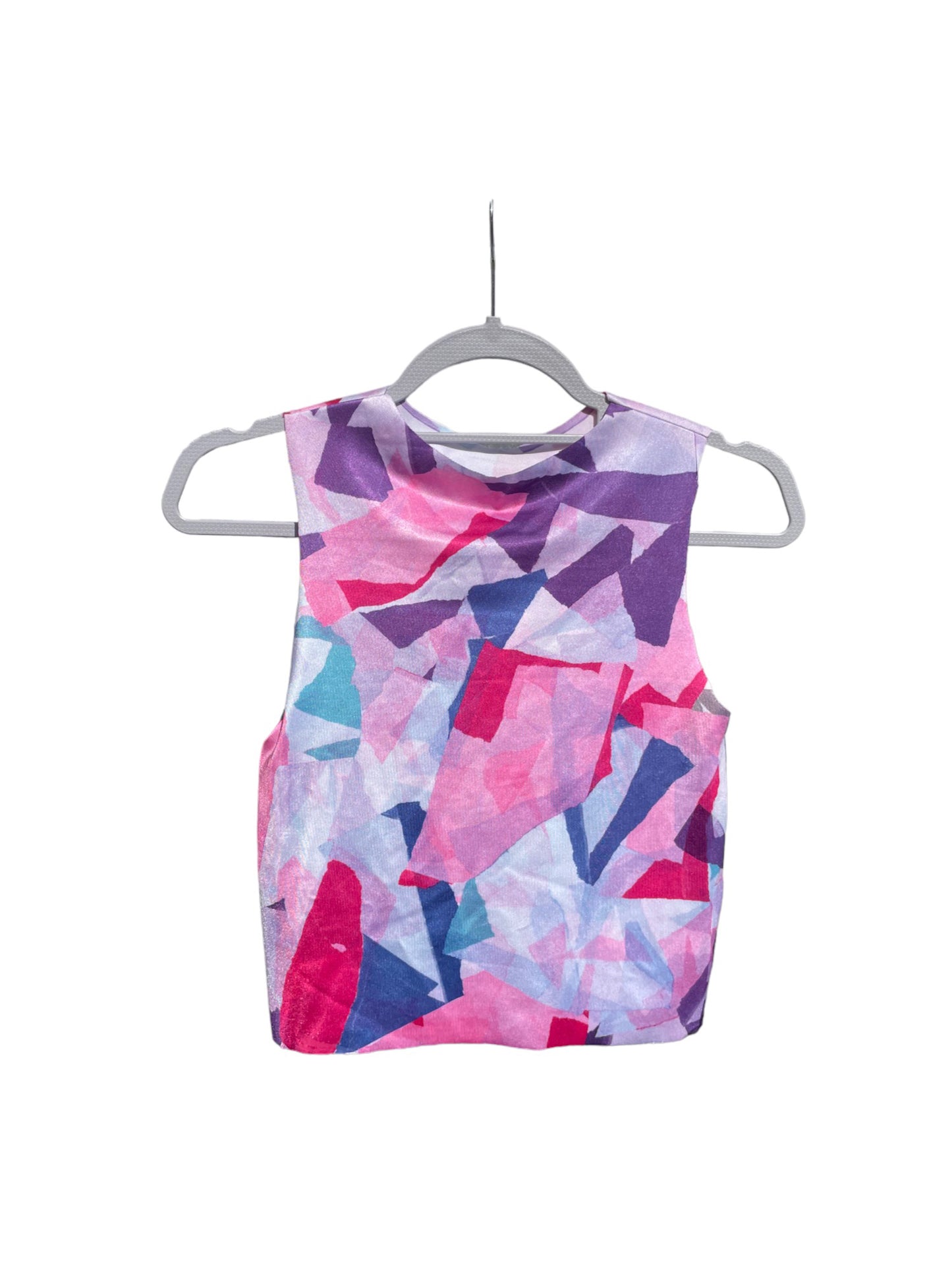 Printed Crop top | Pink, Purple & Blue Patchwork | Medium