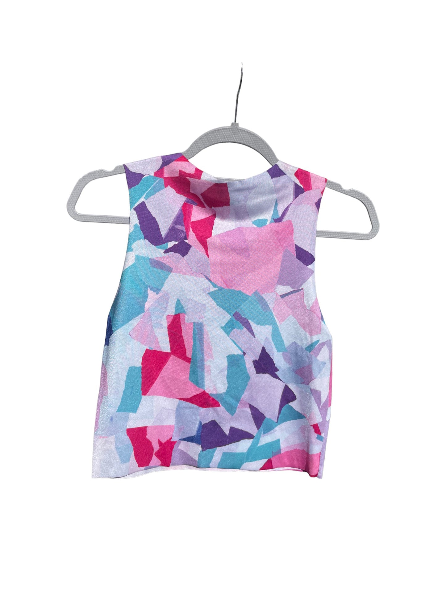 Printed Crop top | Pink, Purple & Blue Patchwork | Medium